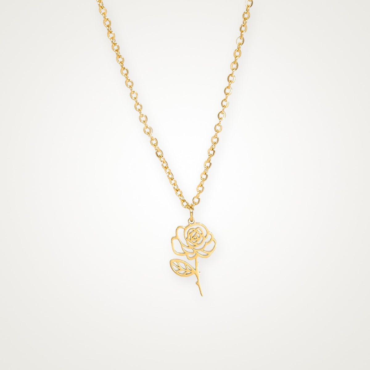 Collar Flor de tu mes dorado Junio (rosa)