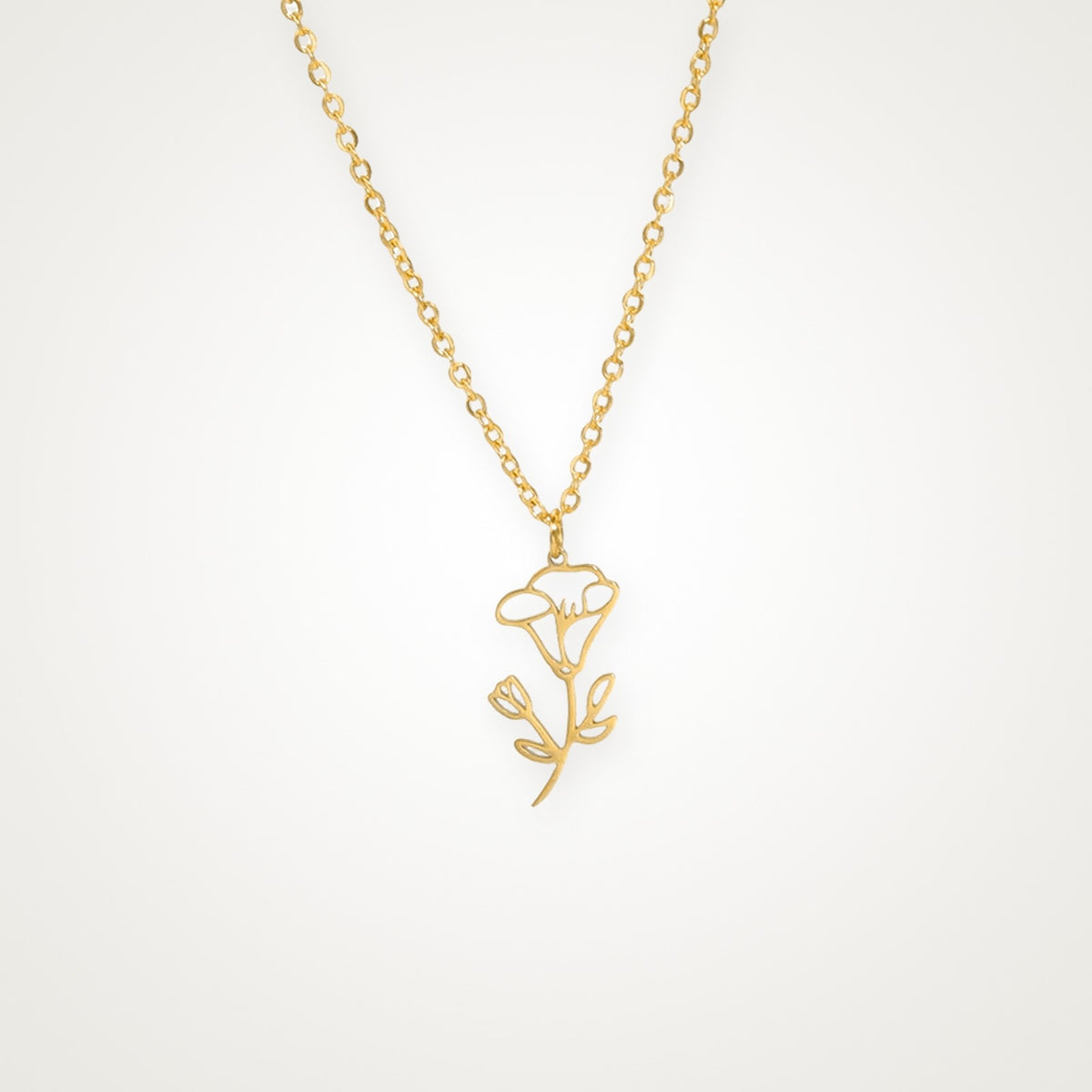Collar Flor de tu mes dorado Septiembre (campanilla)