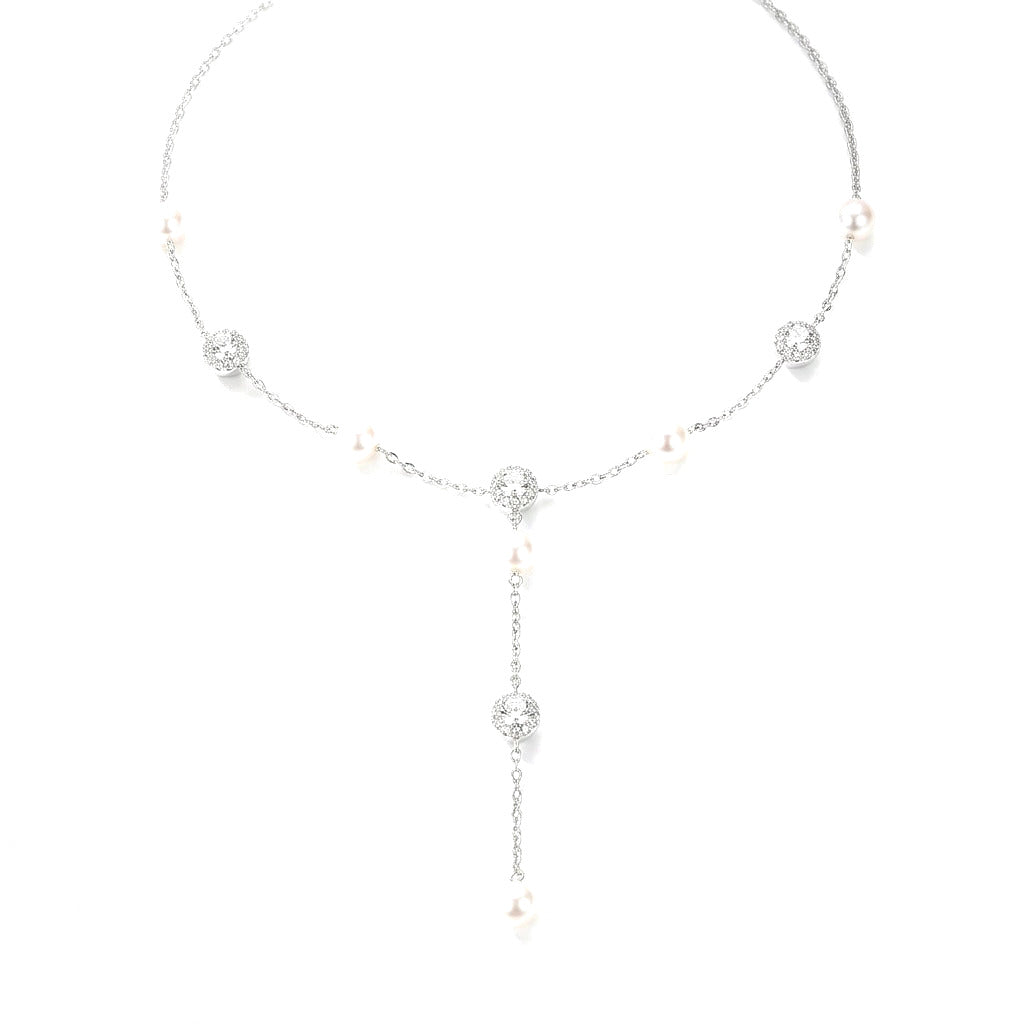 Collar Gargantilla con Perla y Borla de Zirconias