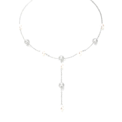 Collar Gargantilla con Perla y Borla de Zirconias