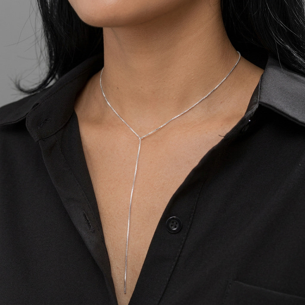 Collar Largo con Flecos de Cadena