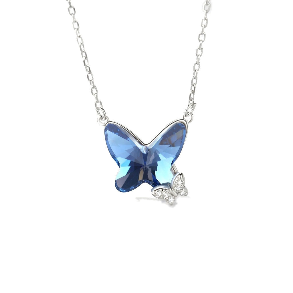 Collar Mariposa de Cristal Azul