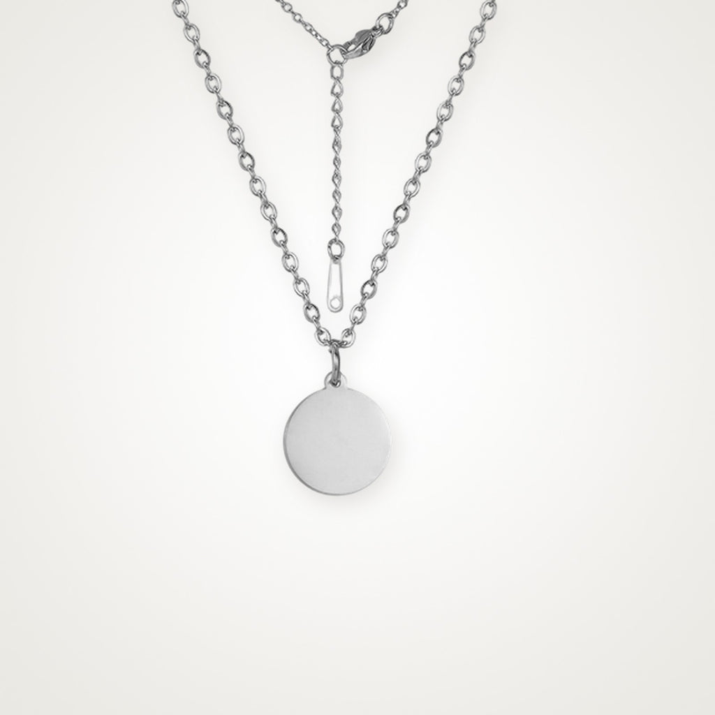 Collar Medalla lisa plateado