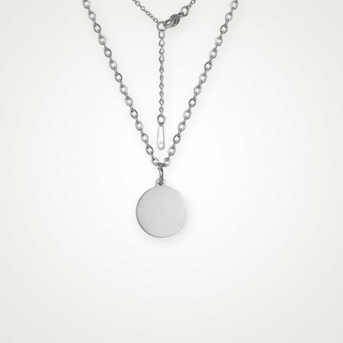 Collar Medalla lisa plateado