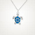 Collar Tortuga azul plateado