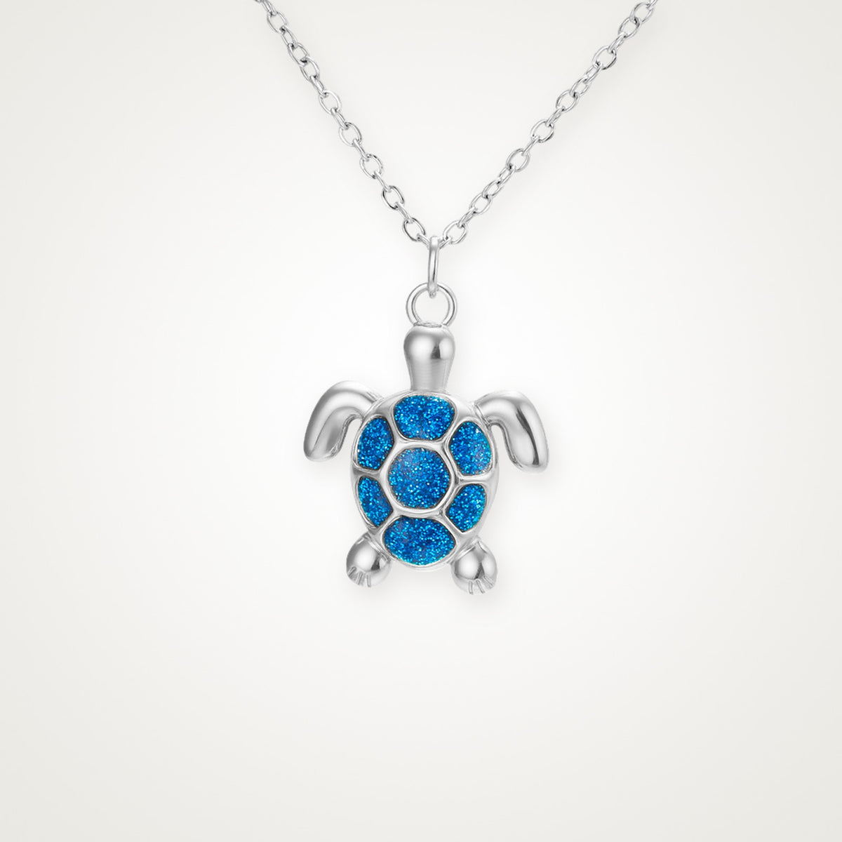 Collar Tortuga azul plateado