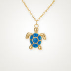 Collar Tortuga azul dorado