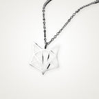 Collar Zorro de origami plateado
