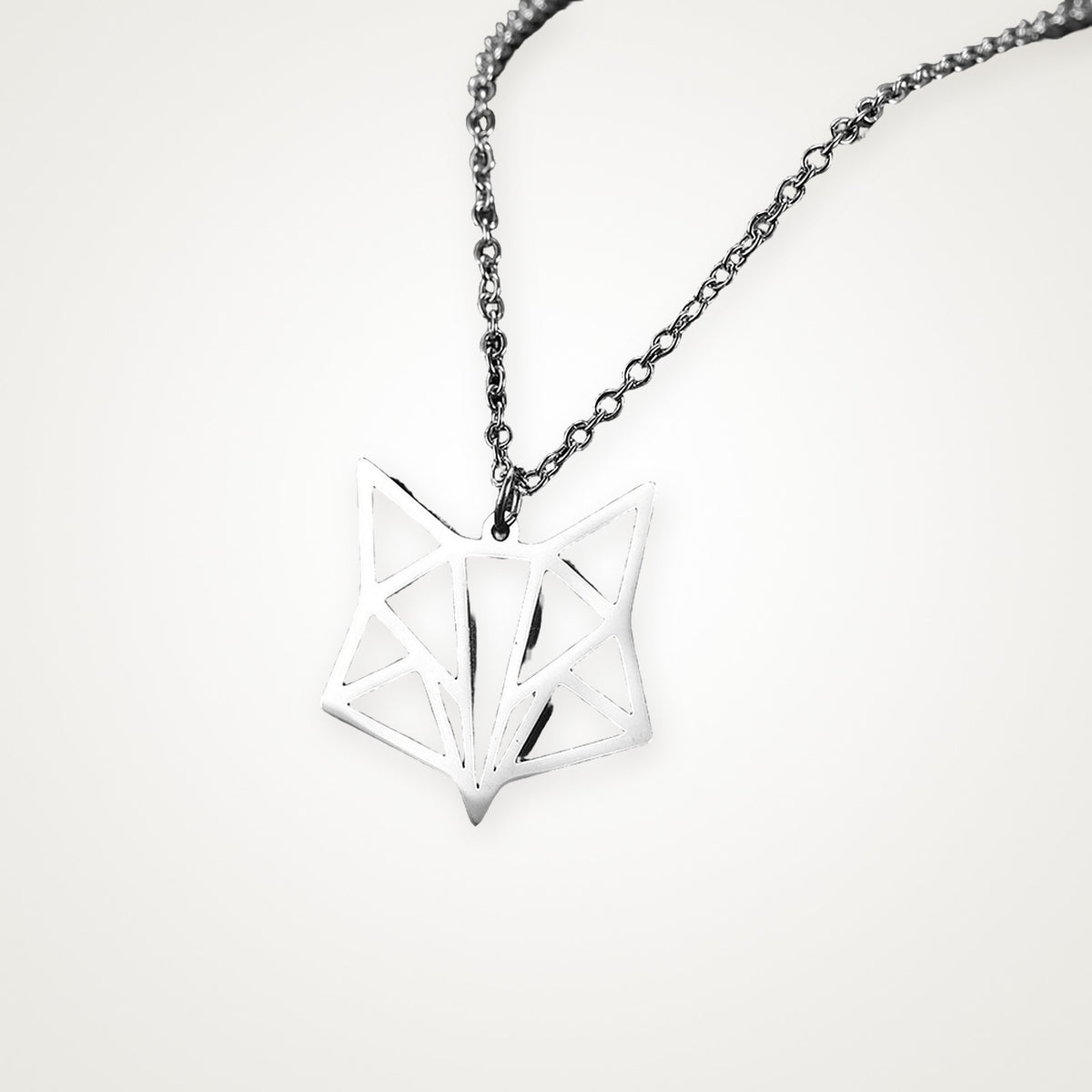 Collar Zorro de origami plateado