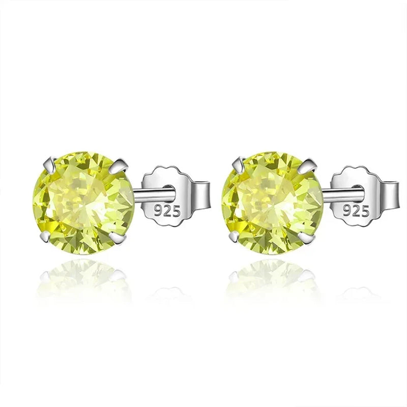 Aretes Zirconia Redonda de Colores