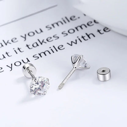 Aretes Zirconia Solitaria con Rosca