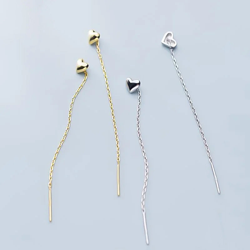 Aretes Largos Corazón Liso 10 cm