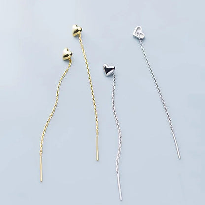 Aretes Largos Corazón Liso 10 cm