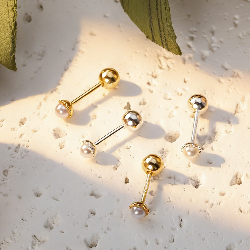 Aretes Perla de Agua Dulce con Rosca