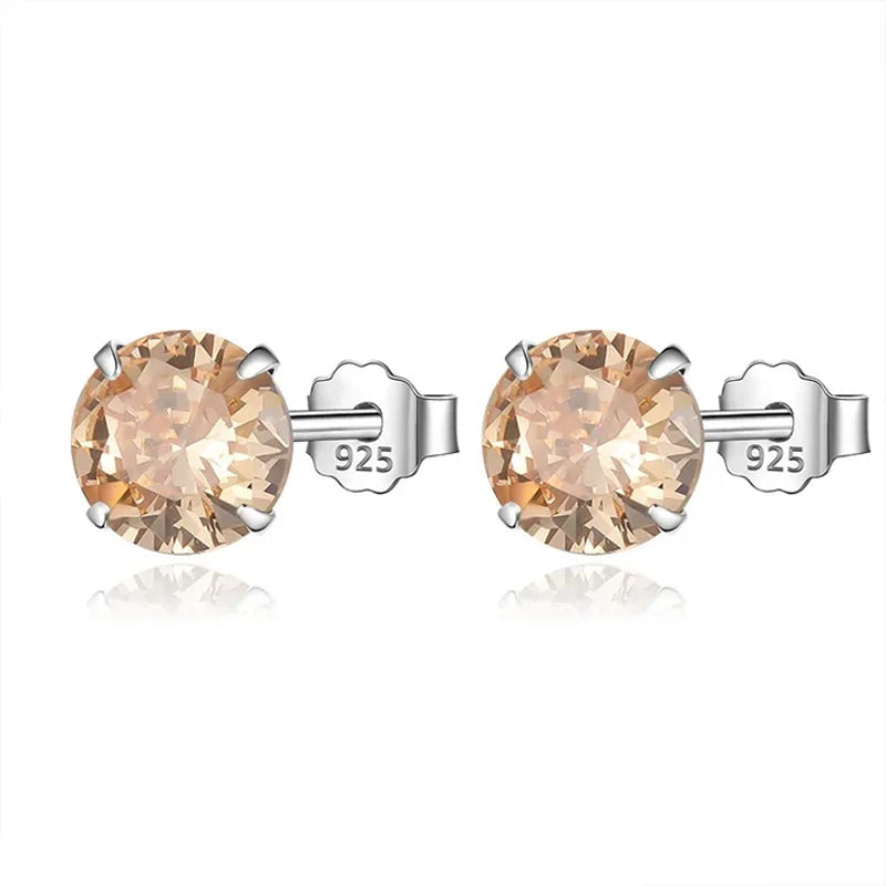Aretes Zirconia Redonda de Colores