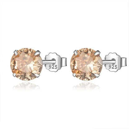 Aretes Zirconia Redonda de Colores