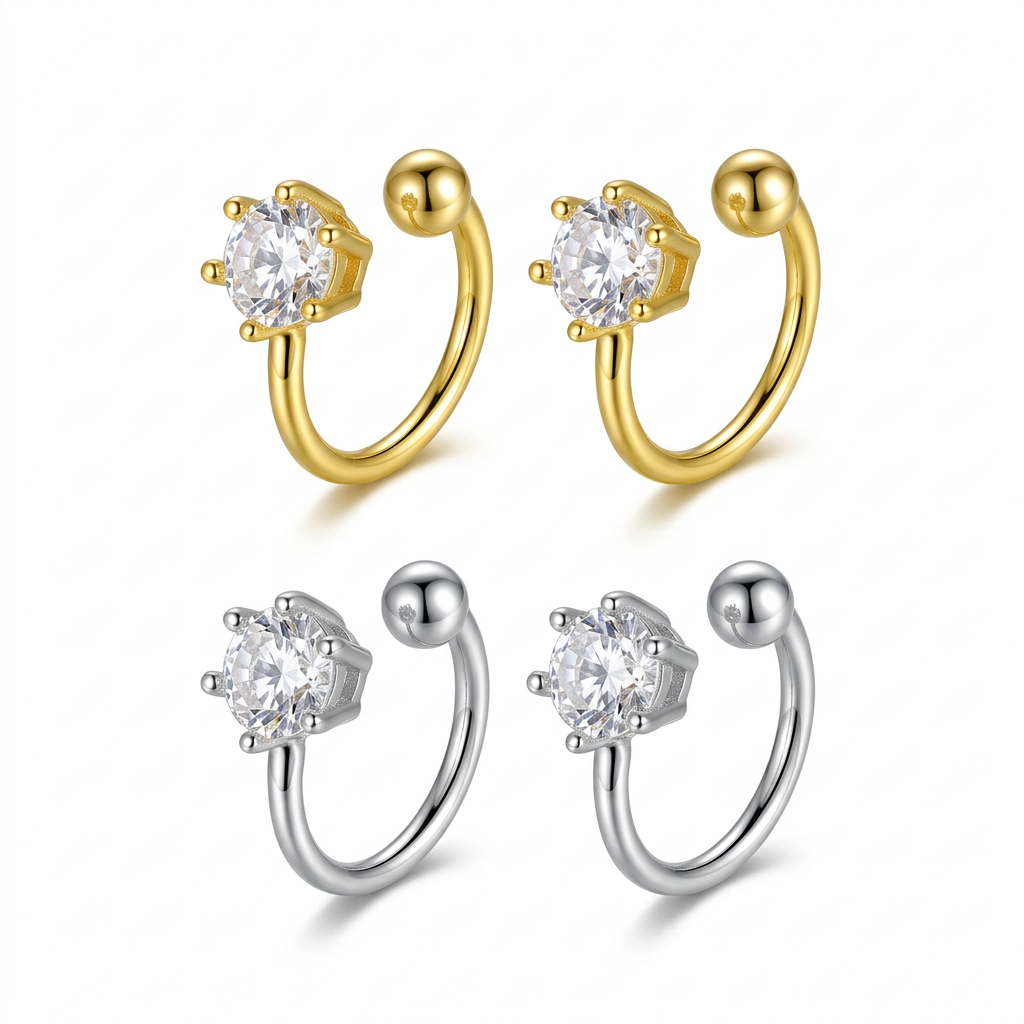 Aretes de Clip con Zirconia en Seis Garras