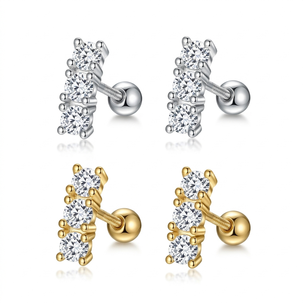 Aretes Botón de Zirconia