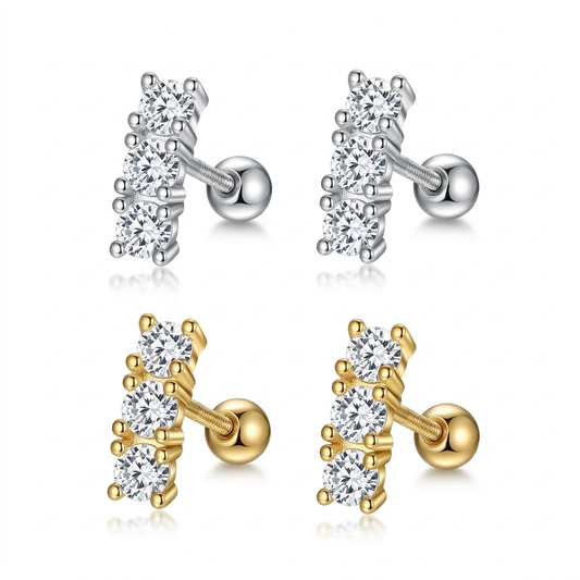 Aretes Botón de Zirconia