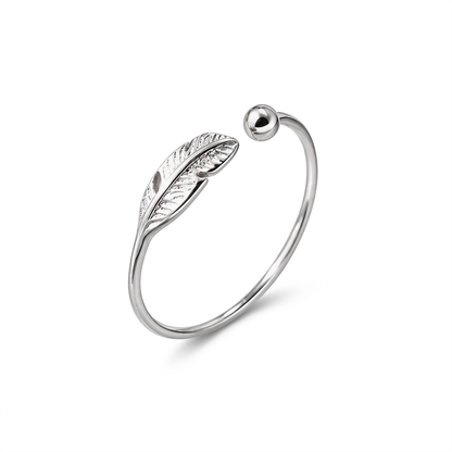 Anillo Abierto Pluma con Esfera