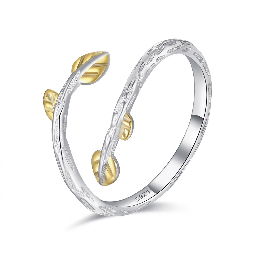 Anillo Coctel Hojas Abierto