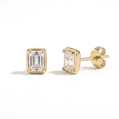 Aretes Botón Zirconia Cuadrada