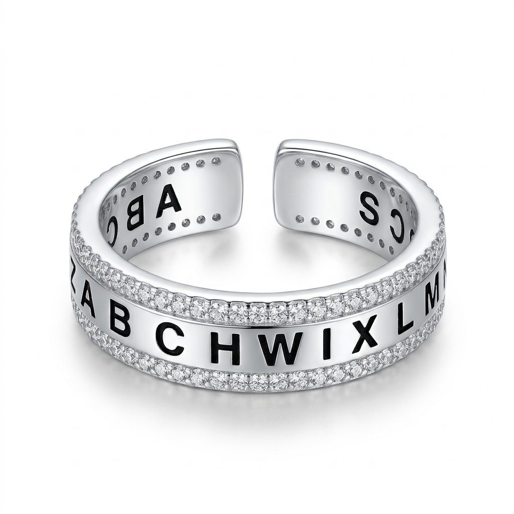 Anillo Letra Inicial Brillante