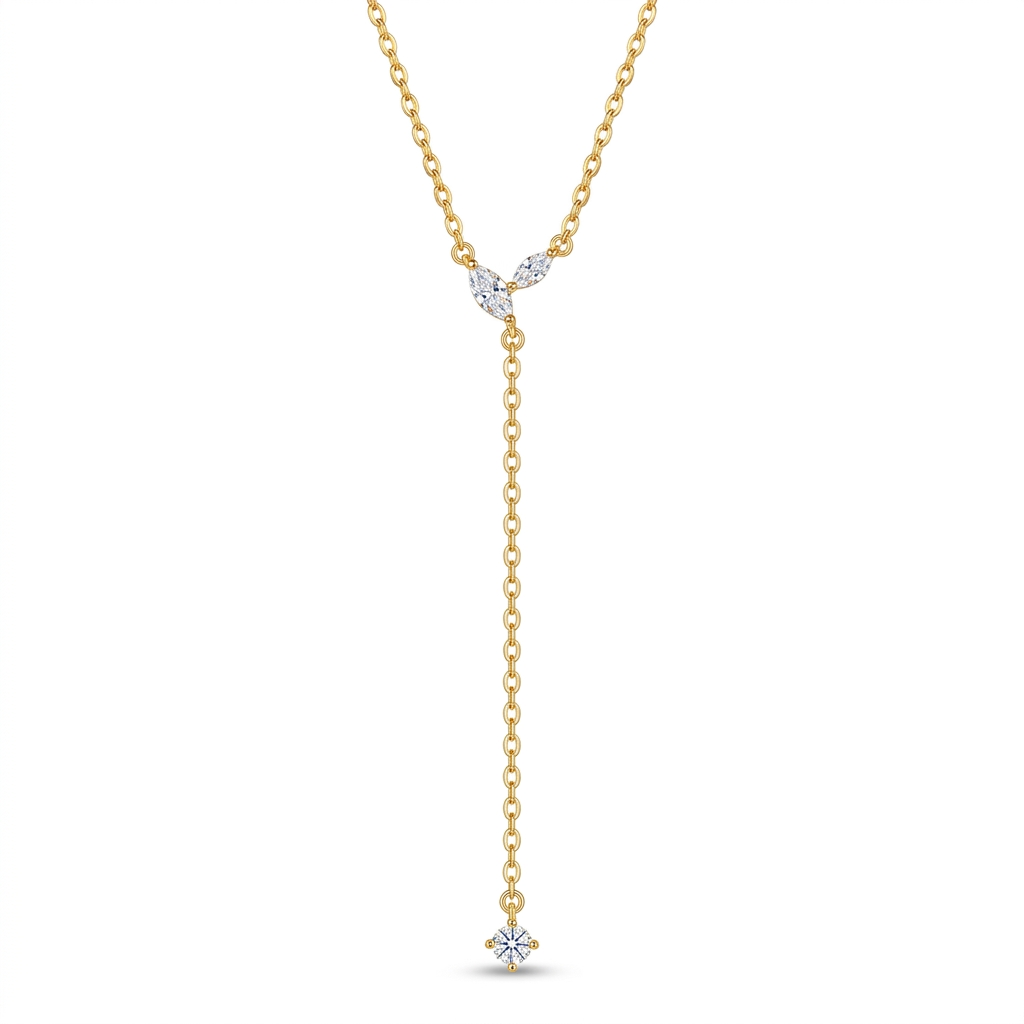 Collar en Y con Flecos y Zirconias