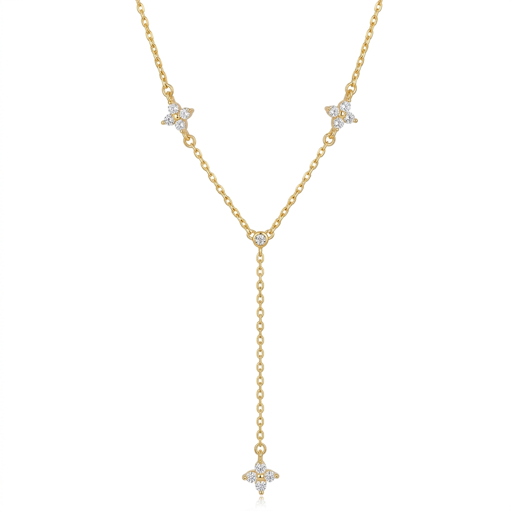 Collar Flor con Flecos y Zirconias