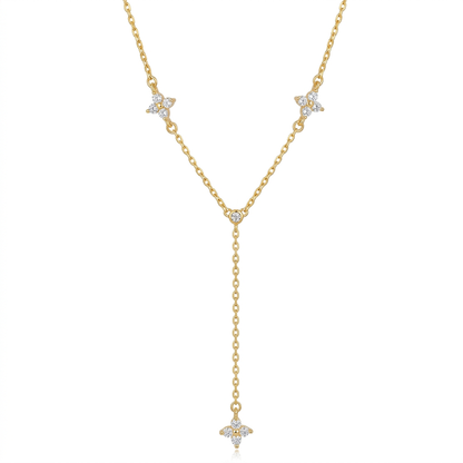 Collar Flor con Flecos y Zirconias