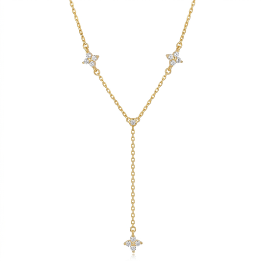 Collar Flor con Flecos y Zirconias