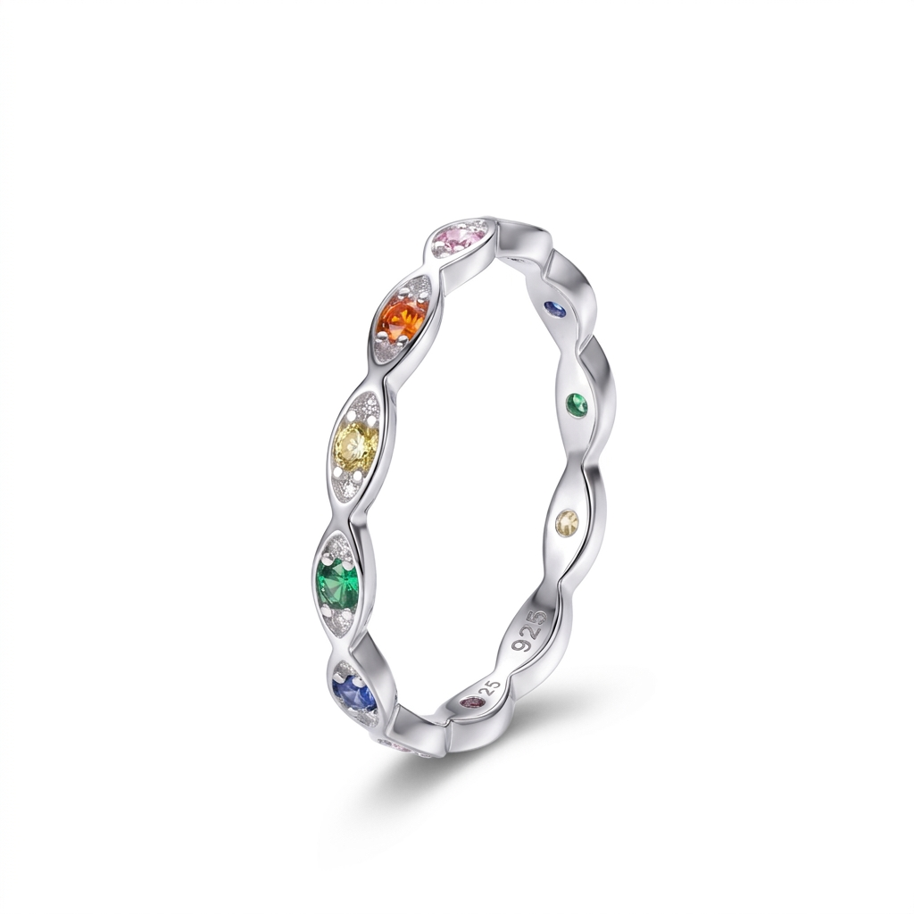 Anillo Multicolor de Zirconias