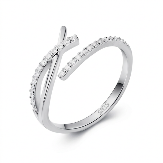 Anillo Cruz Brillante Abierto