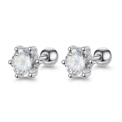 Aretes Botón Zirconia de Seis Garras