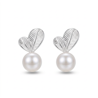 Aretes Hoja con Perla