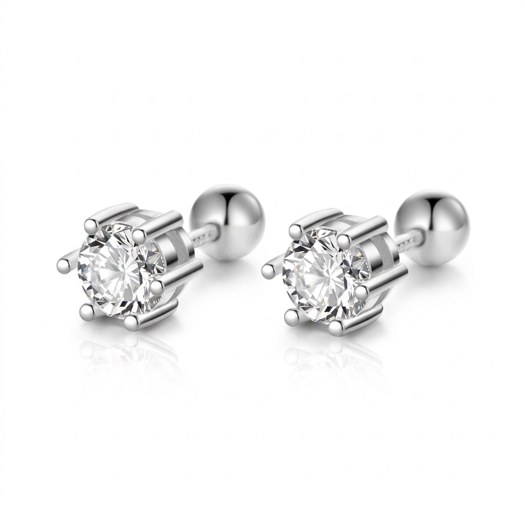 Aretes Zirconia de Seis Garras Dorados o Plateados