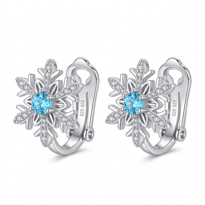 Aretes de Clip Copo de Nieve con Zirconias