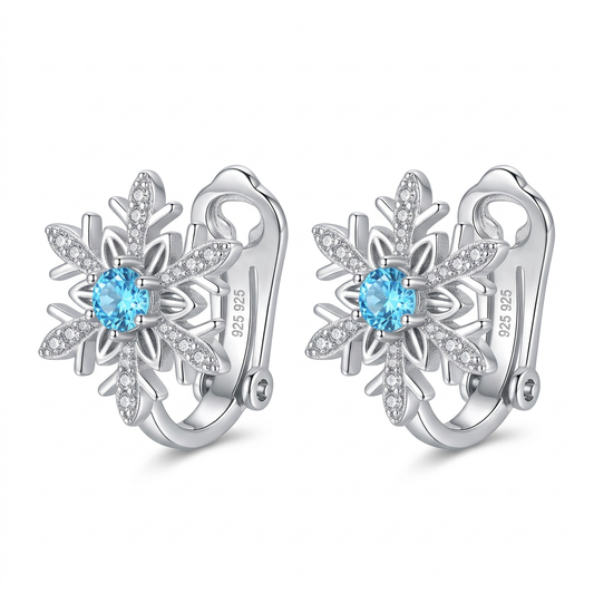 Aretes de Clip Copo de Nieve con Zirconias