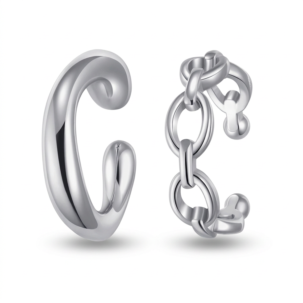 Aretes de Clip Cadena Calada