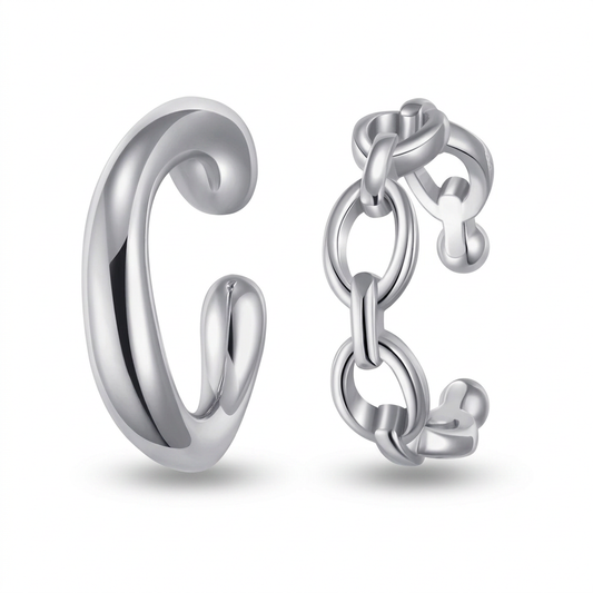 Aretes de Clip Cadena Calada