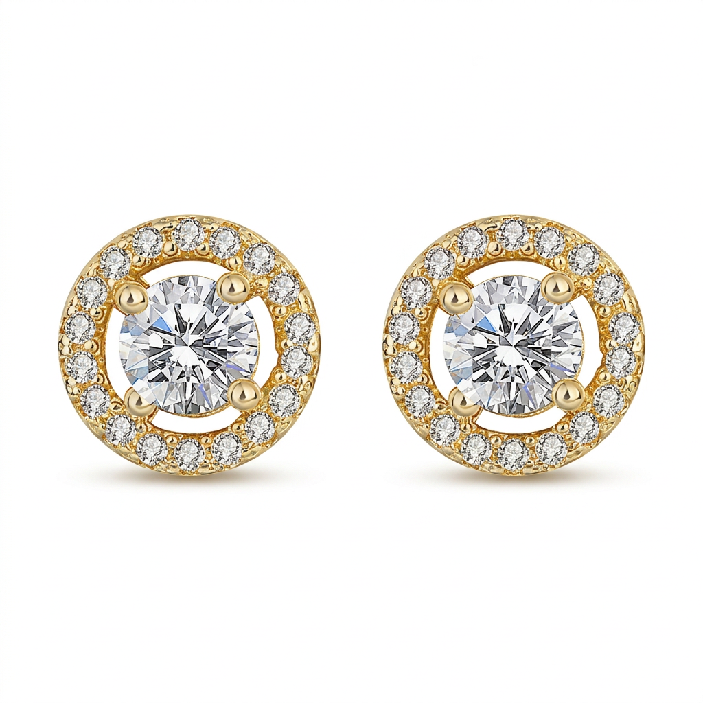Aretes Gatito Geométrico con Zirconias