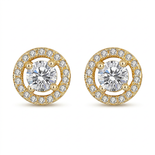 Aretes Gatito Geométrico con Zirconias
