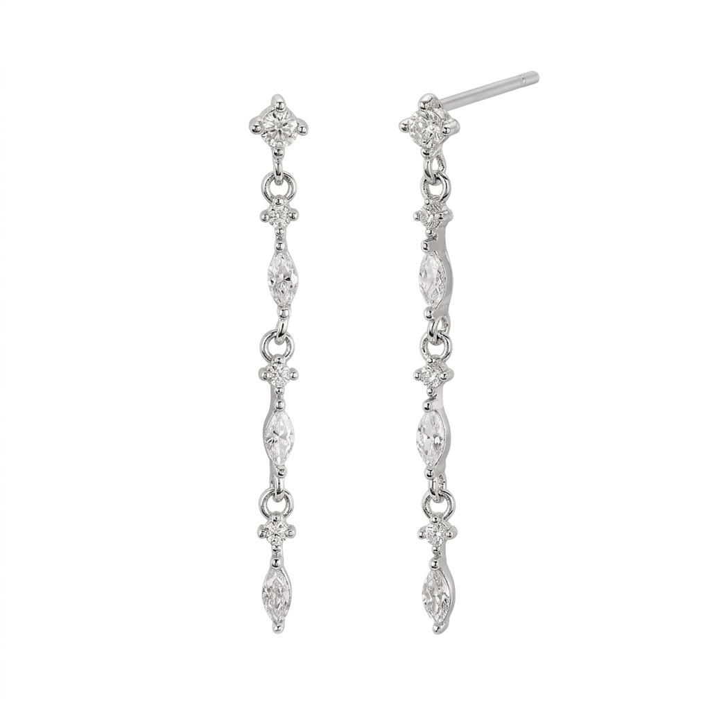 Aretes Largos de Cadena con Zirconias