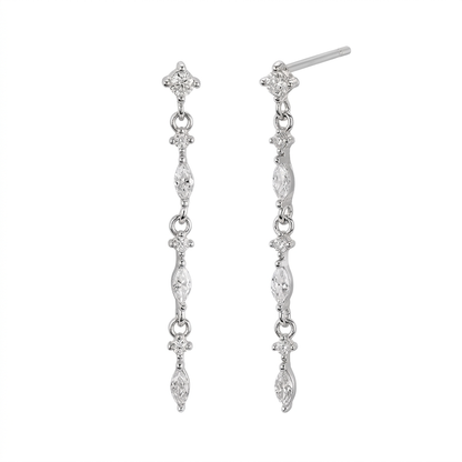 Aretes Largos de Cadena con Zirconias
