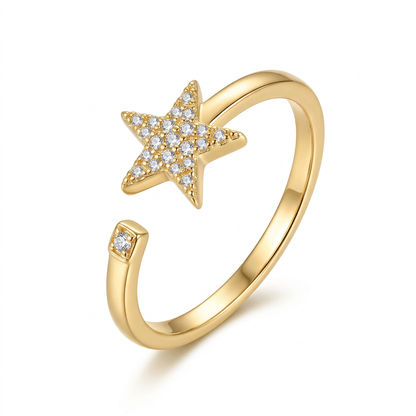 Anillo Abierto Estrella con Zirconias