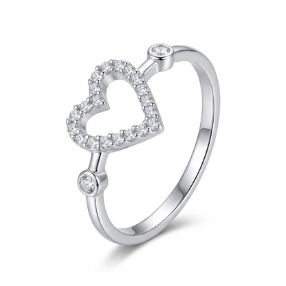 Anillo Corazón Calado con Zirconias