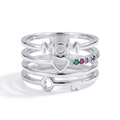 Anillo Ajustable Letras MOM con Zirconias