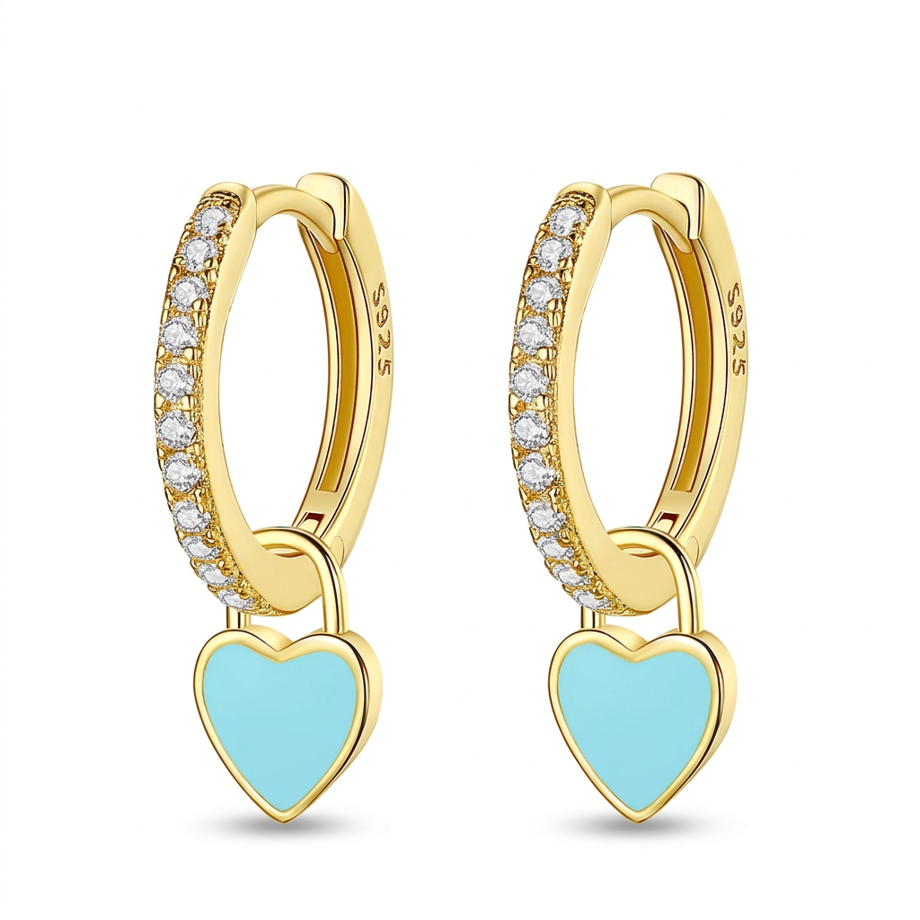 Arracadas con Corazón Esmaltado
