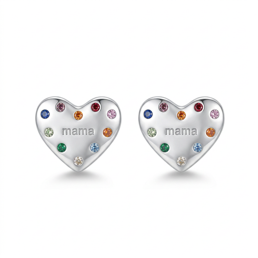 Aretes Corazón con Zirconias de Colores