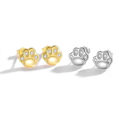 Aretes Huellita de Gato en Plateado o Dorado